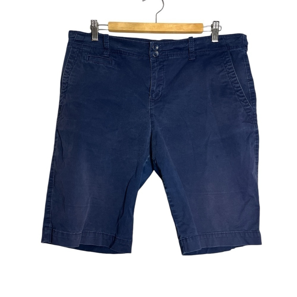 Eddie Bauer Navy Preppy Heritage Bermuda Cotton Mid Shorts, Size 14